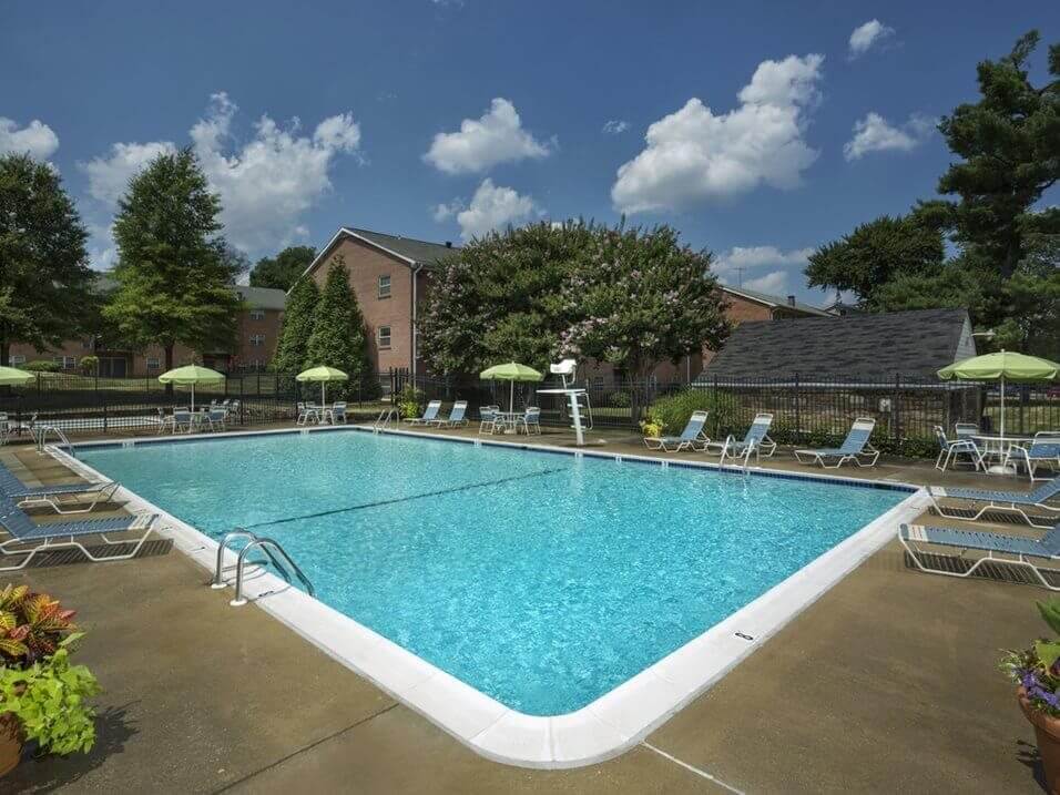 outdoor pool with pool chairs