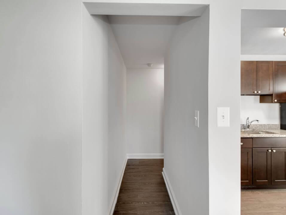 hallway with white walls