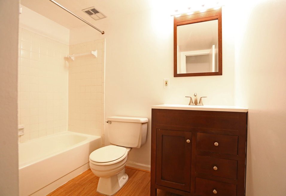 bathroom with wooden cabinet